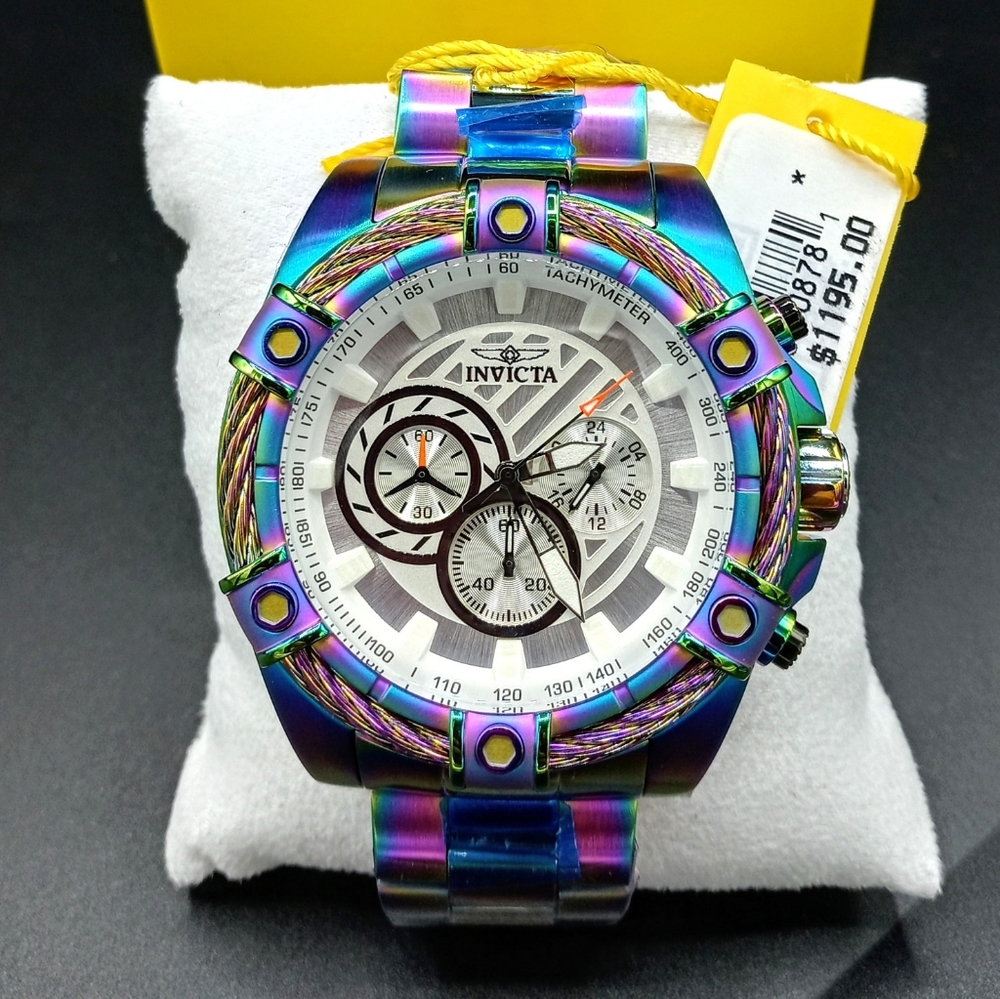 FIRM PRICE-New Invicta Bolt cable iridescent Watch